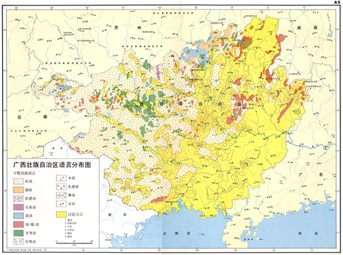 中国语言地图(一)—全国语言总分布