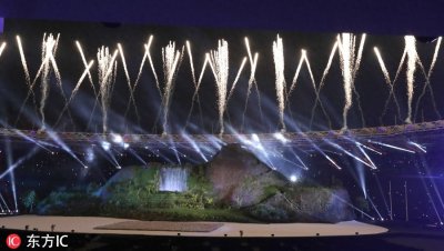 亚洲的力量!2018年雅加达亚运会开幕 巨型舞台效果壮观