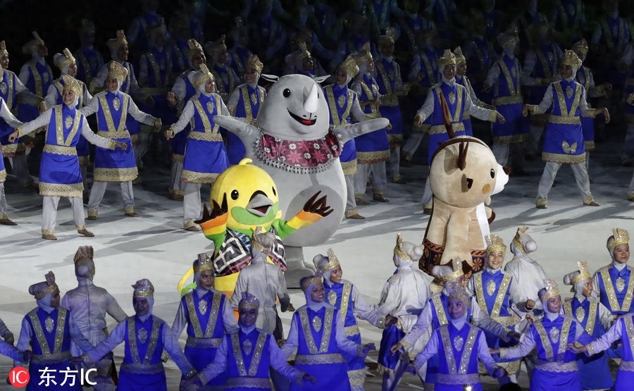 亚洲的力量！2018年雅加达亚运会开幕 巨型舞台效果壮观