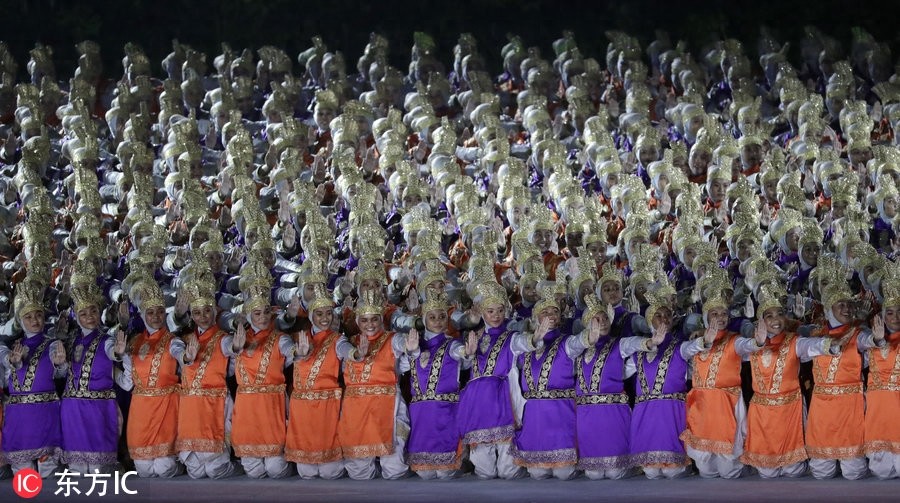 亚洲的力量！2018年雅加达亚运会开幕 巨型舞台效果壮观